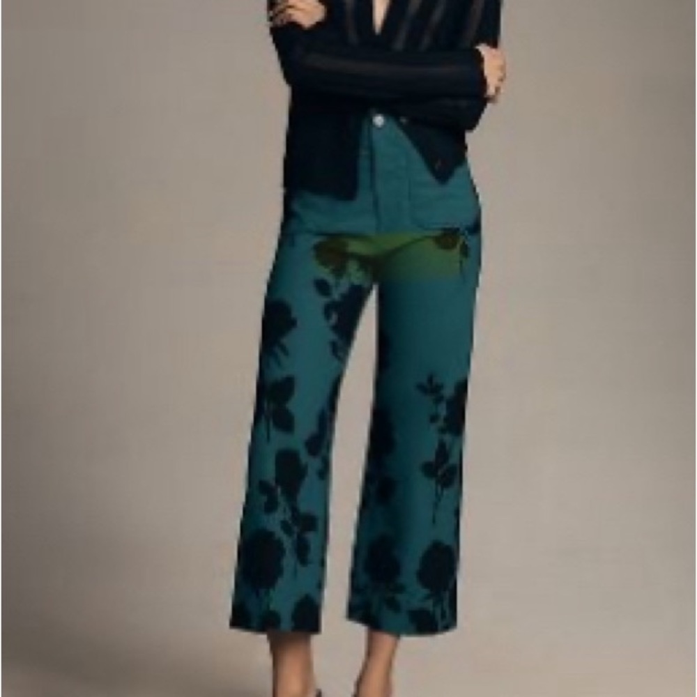 Anthropologie Maeve Collette Cropped Wide-Legged Pants size 31